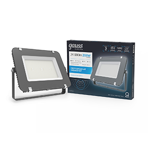 Прожектор светодиодный Qplus 200W 24000lm 6500K 175-265V IP65 графитовый LED 1/2 | 690511200 | Gauss