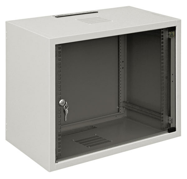 Шкаф настенный WZ-3504-01-01-011 (19"),серия SJ2,6U,337x600х400,со стекл.дв.ю,сер. (RAL 7035) (SJ-106) собр. | 15739 | Zpas