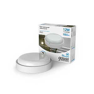 Светильник светодиодный пылевлагозащищенный для ЖКХ круглый IP65 12W 6500K | 126411312 | Gauss