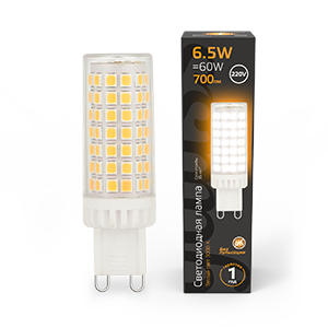 Лампа светодиодная G9 AC185-265V 6,5W 770lm 3000K керамика LED 1/10/200 | 107309106 | Gauss