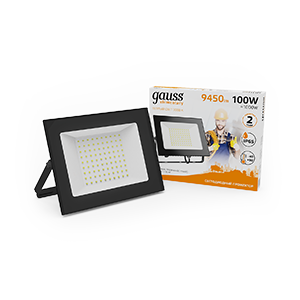 Прожектор светодиодный 100W 6700lm IP65 3000К черный | 613527100 | Gauss