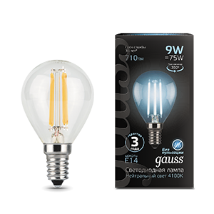Лампа светодиодная Black LED Filament Шар E14 9W 710lm 4100K | 105801209 | Gauss