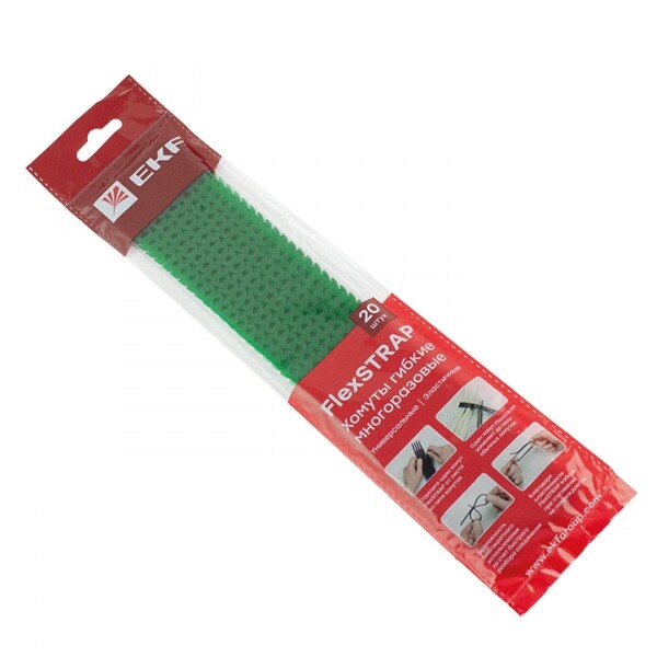 Хомут гибкий (20 шт.) зеленый FlexSTRAP | plc-fs-gr | EKF