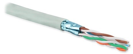 UFTP4-C6A-S23-IN-PVC-GY-500 (500 м) Кабель витая пара U/FTP, категория 6a (10GBE), 4 пары(23AWG),одножил. (solid), PVC, серый | 236304 | Hyperline