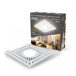 Светильник точечный встраиваемый Backlight BL127 Квадрат. Белый, Gu5.3, 3W, LED 3000K | BL127 | Gauss