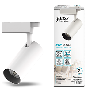 Светильник светодиодный трековый цилиндр 24W 1830lm 4000K 180-220V IP20 65*206мм белый линза 36? | TR085 | Gauss