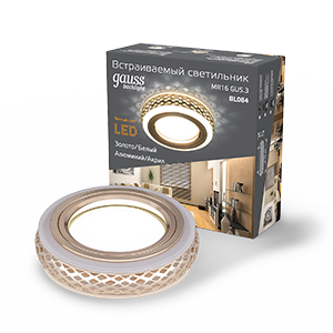 Светильник точечный встраиваемый Backlight BL084 Кругл. Золото/Белый, Gu5.3, 3W, LED 3000K | BL084 | Gauss