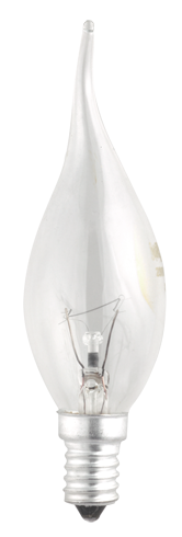 Лампа накаливания ЛОН 40Вт E14 220В CT35 clear свеча на ветру | 3321451 | Jazzway