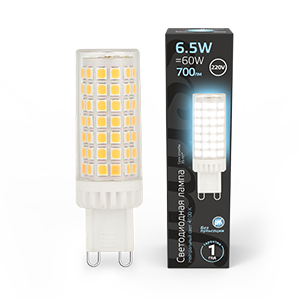 Лампа светодиодная G9 AC185-265V 6,5W 770lm 4100K керамика LED 1/10/200 | 107309206 | Gauss