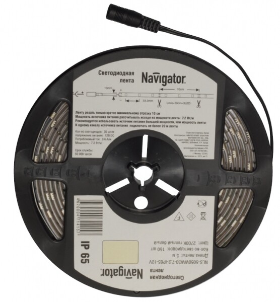 Лента светодиодная NLS-5050Y30-7,2-IP65-12V R5 7,2Вт 12В желтый IP65 5м | 71423 | Navigator