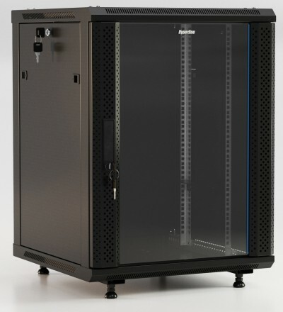 TWB-FC-1845-SR-RAL9004 Шкаф настенный 19-дюймовый (19"), 18U,920x600х450мм, металлич. дверь с замком,две боковые панели,цвет черн.| 395559 | Hyperline