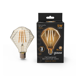 Лампа светодиодная Filament Diamond 5W 450lm 2400К Е27 golden LED 1/20 | 147802005 | Gauss