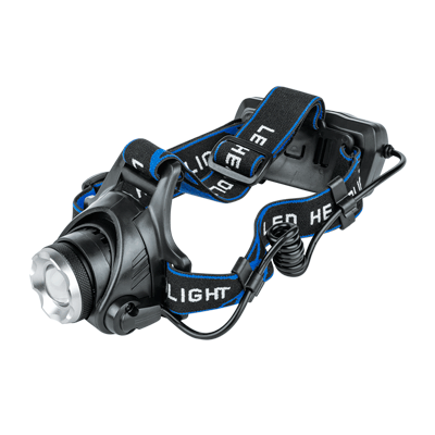 Фонарь налобный аккумуляторный HLA 06B 5W LED 450Lm 10ч 3 режима, фокус., з/у 230В ЧЕРНЫЙ | 4690612031873 | IN HOME