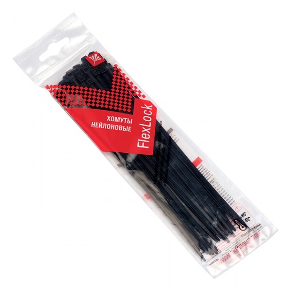 Хомут P6.6 стандартный (ч), 3.6x300 (50шт) FlexLock PROxima | plc-fl-ctsb-3.6x300-r | EKF