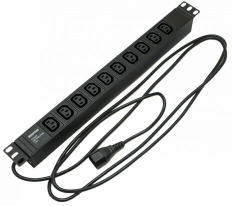 SHE19-10IEC-2.5IEC Блок розеток для 19" шкафов, горизонтальный, 10 розеток IEC320 C13, 482.6x44.4x44.4мм | 426782 | Hyperline
