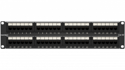 Патч-панель 19",2U,CAT5E, 48 портов RJ45, неэкранированная | RN5PPU242 | DKC