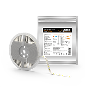 Лента светодиодная Elementary 2835/60-SMD 4.8W 12V DC теплый белый IP66 (ZIP Bag 5м) | 356000105 | Gauss