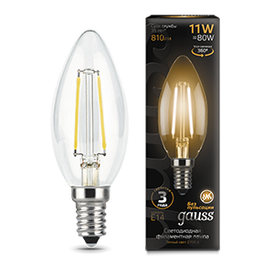 Лампа светодиодная Black LED Filament Свеча E14 11W 720lm 2700К | 103801111 | Gauss