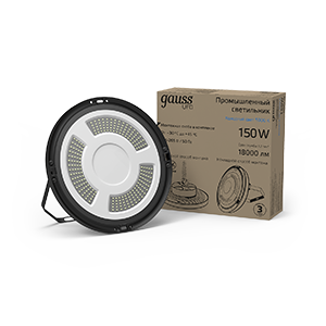 Светильник светодиодный подвесной UFO 150W 18000lm 5000K 175-265V IP65 D260*88мм черный скобка в комплекте | 821536350 | Gauss