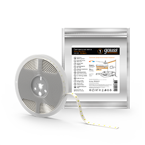 Лента светодиодная Elementary 2835/120-SMD 9.6W 12V DC теплый белый IP20 (ZIP Bag 5м) | 355000110 | Gauss