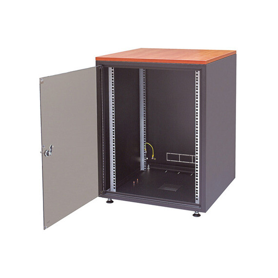 Шкаф напольный WZ-4318-01-04-161 серии SJB,(19"),18U,871x600х400мм,стекл.дверь,черн.(RAL 9005),столешница Calvados,нагр.45кг собр. | 36148 | Zpas