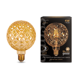 Лампа светодиодная Filament G120 4W 380lm 2400К Е27 golden Carat LED 1/20 | 105802004 | Gauss