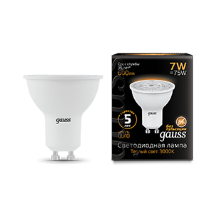 Лампа светодиодная LED 7Вт GU10 220В 2700К MR16 | 101506107 | Gauss
