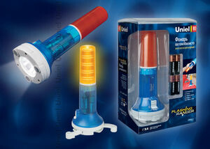 Фонарь-offroad Premium «Flashing ranger» P-AT031-BB Amber-Blue пластм, XP-C Cree White LED, 4хАА в/к, янтарно-синий | 05143 | Uniel
