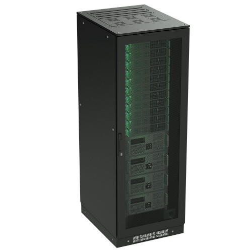 Напольный шкаф 24U 800х1000 двери перфорированная/перфорированная, укомплектован вводом и заглушками RAL 9005 | R5IT2481PFB | DKC