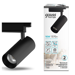 Светильник светодиодный трековый цилиндр 16W 1680lm 4000K 180-220V IP20 65*206мм черный линза 36? | TR082 | Gauss