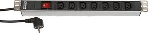 Блок розеток SHT19-7IEC-S-2.5EUд. 19" шк., горизонт., с выкл. с подсветкой, 7хIEC 320 C13(16A), 482.6x44.4x44.4мм(ДхШхВ) | 29230 | Hyperline