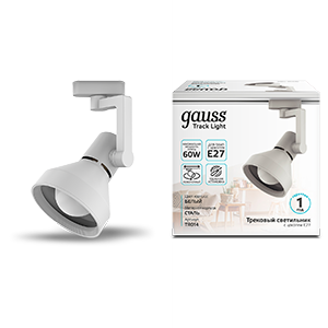 Светильник трековый однофазный под лампу E27 220V IP20 112*230мм белый конус | TR014 | Gauss