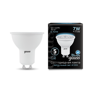Лампа светодиодная LED 7Вт GU10 220В 4100К MR16 | 101506207 | Gauss