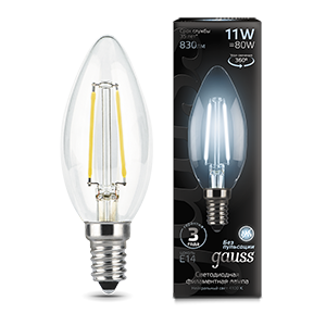 Лампа светодиодная Black LED Filament Свеча E14 11W 750lm 4100К | 103801211 | Gauss