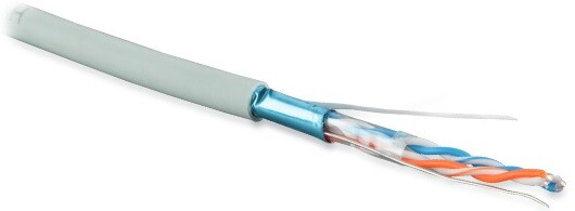 FUTP2-C5-S24-IN-PVC-GY-500 (500 м) Кабель витая пара, экранир. F/UTP, категория 5, 2 пары (24 AWG), одножил. (solid), серый | 41477 | Hyperline