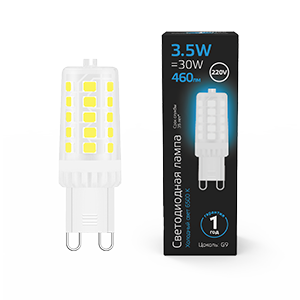 Лампа светодиодная G9 AC185-265V 3,5W 460lm 6500K керамика LED 1/10/200 | 107009305 | Gauss