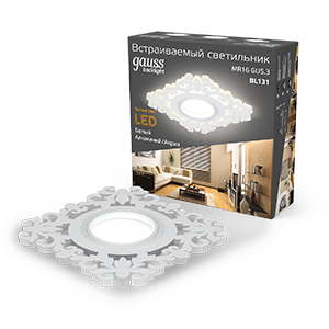 Светильник точечный встраиваемый Backlight BL131 Квадрат/узор. Белый, Gu5.3, 3W, LED 3000K | BL131 | Gauss