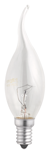 Лампа накаливания ЛОН 60Вт E14 220В CT35 clear свеча на ветру | 3321468 | Jazzway
