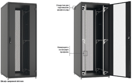 Шкаф напольный WZ-IT-458010-29AA-2-161-FP 19",45U,2096х800х1000мм,дв.спл.с трехт.зам.с руч,укор.дв.+ф.п.3U,черн.(RAL9005)разобр.| 411845 | Zpas