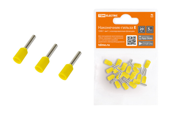 Наконечник-гильза Е1008 1мм2 с изолированным фланцем (20шт) | SQ0568-0038 | TDM