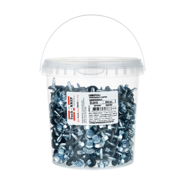 Саморез КР ZP св. 5,5х19 (300 шт) - ведро ( 1,728 кг) | 104750 | Tech-KREP