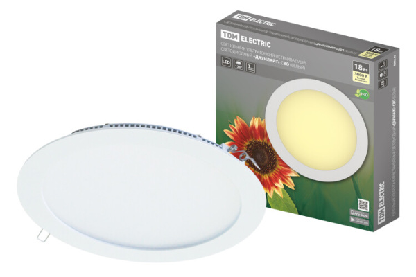 Светильник светодиодный встраиваемый Downlight ДВО СВО (белый) 18Вт 3000К IP20 опал | SQ0329-0009 | TDM