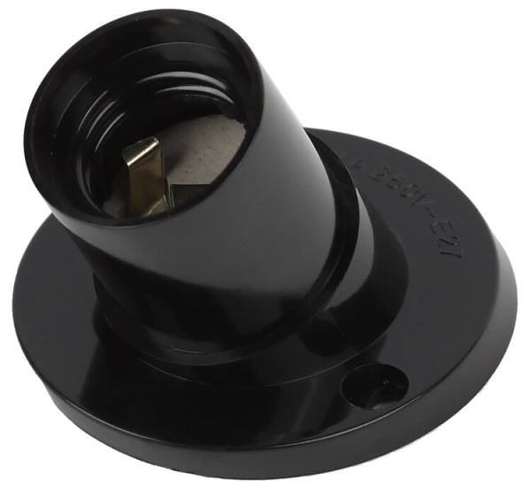 Патрон Е27 настенный, бакелит, черный (x50) | Б0044082 | ЭРА