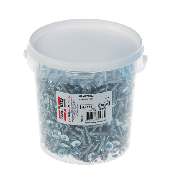 Саморез ШСММ 4,2х25 (1000 шт) - ведро ( 2,088 кг) | 100104 | Tech-KREP