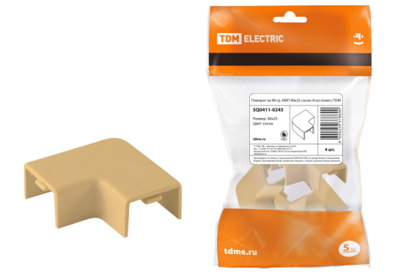 Поворот на 90 гр. КМП 40x25 сосна (4 шт./комп.) | SQ0411-0245 | TDM