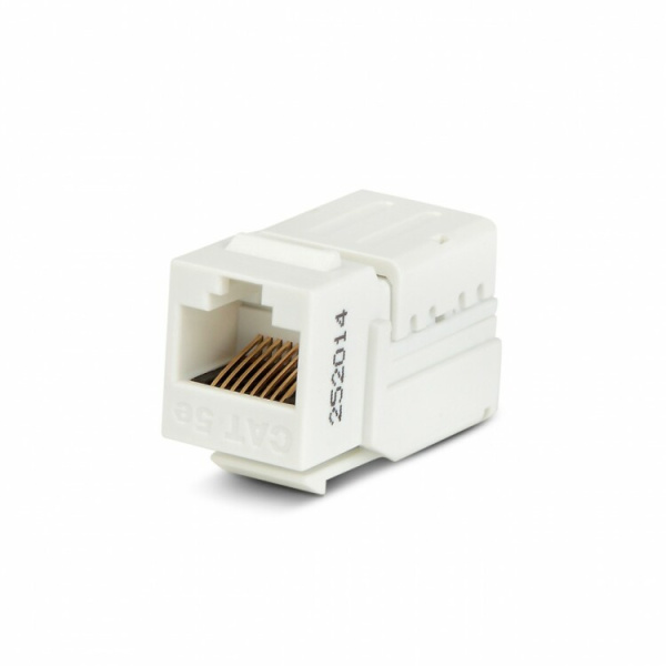 Вставка Keystone Jack KJNE-8P8C-C5e-90-WH RJ-45(8P8C), категория 5e, 110 IDC, заделка с помощью NE-TOOL, белая | 46653 | Hyperline