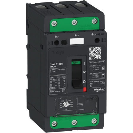 АВТ.ВЫКЛ GV4LE С МАГНИТНЫМ РАСЦЕПИТЕЛЕМ 80A 100kA ЗАЖИМ EVERLINK | GV4LE80S | Schneider Electric