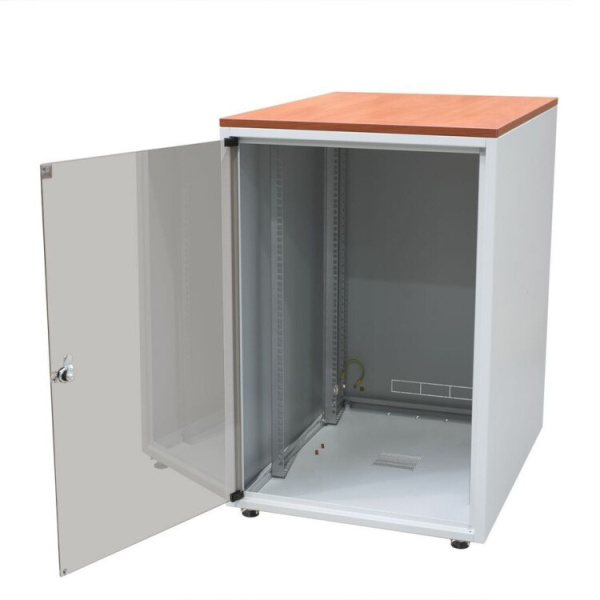 Шкаф напольный WZ-3987-01-04-011-BBL серии SJB,(19"),18U,871x600х600мм,стекл.дверь,сер.(RAL 7035),без столешницы,нагр.45кг собр. | 374206 | Zpas