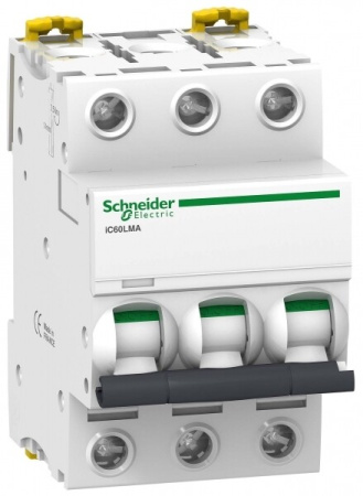 Выключатель автоматический трехполюсный iC60LMA 6,3А MA 25кА | A9F90376 | Schneider Electric