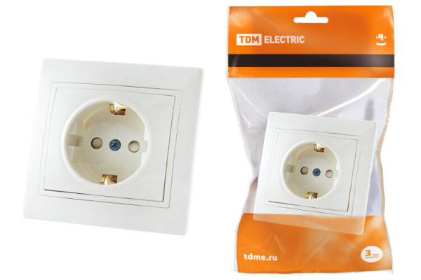 Розетка 2П+З с защ. шт. 16А 250В белая "Таймыр" | SQ1814-0016 | TDM